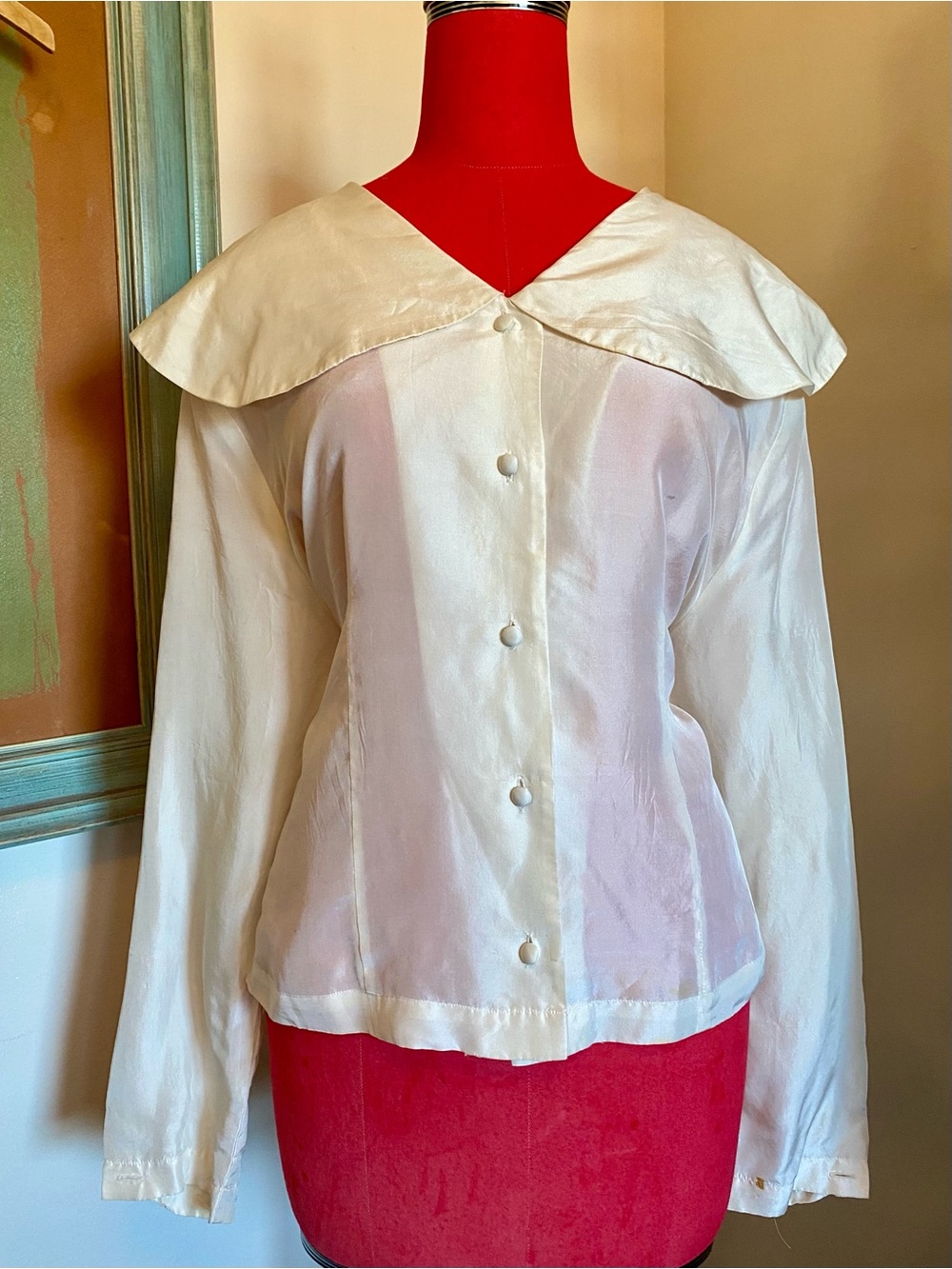 Silk Sailor-Collar Blouse